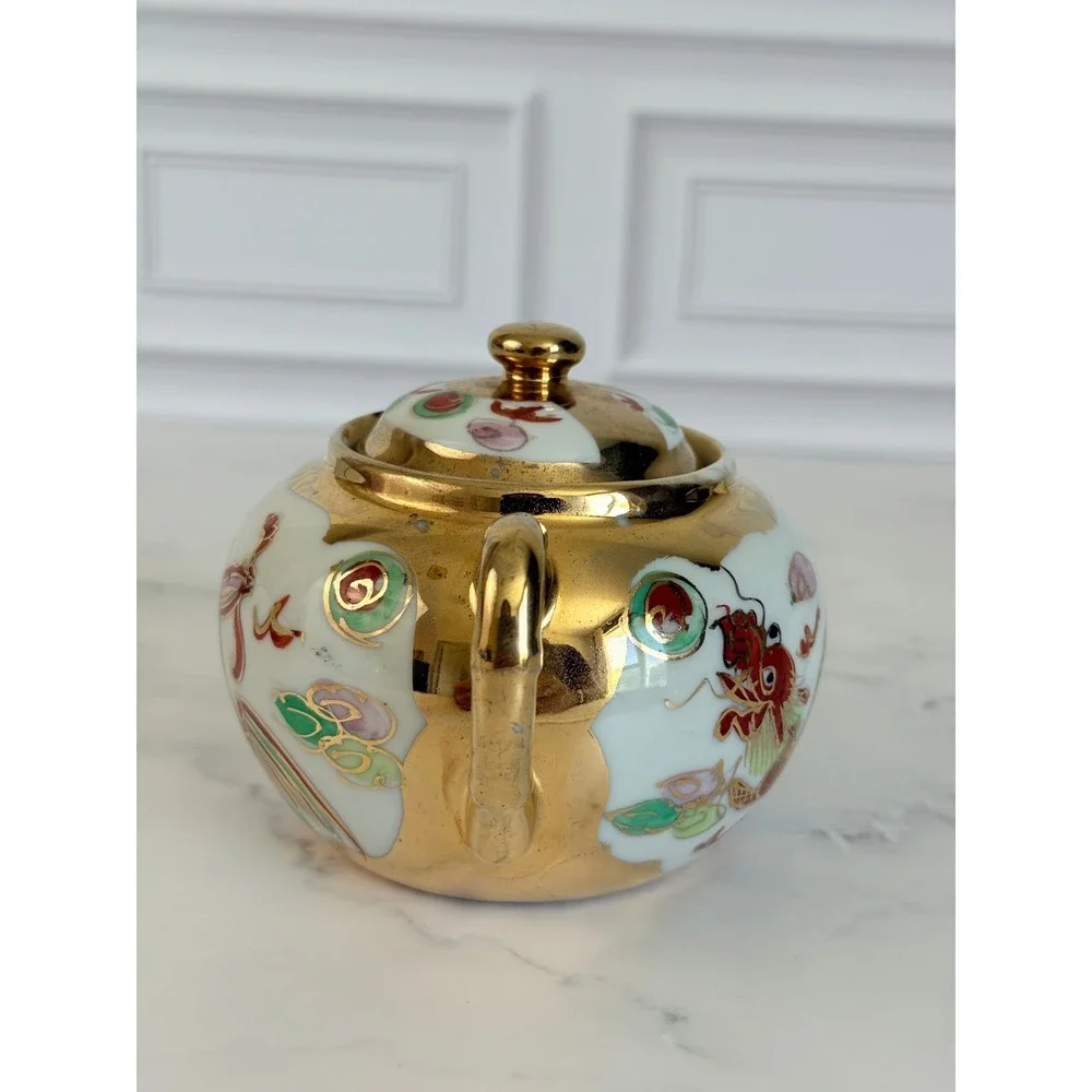 VTG Asian DragonWare and Phoenix 22K Gilded Sugar and Creamer
